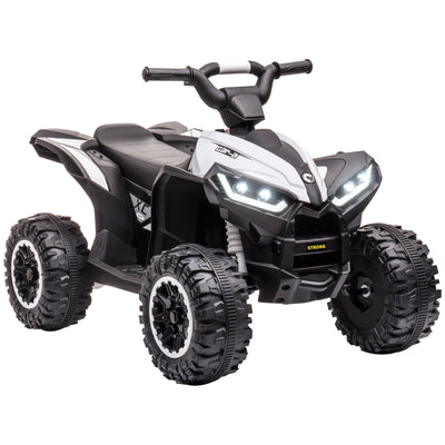 HOMCOM 12V Ride-On Quad Bike w/ Music, Horn, for Ages 3-5 Years - White 