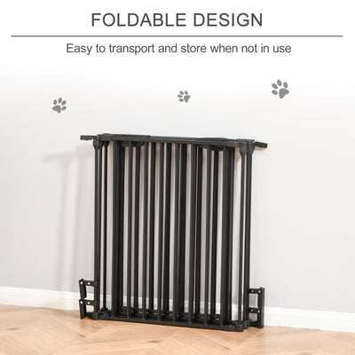 PawHut 5 Panels Pet Playpen Metal Fence w/ Walk Through Door - Black 