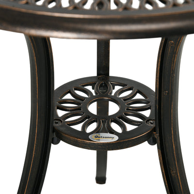 Outsunny 3 Piece Garden Bistro Set Aluminium Outdoor Furniture Set for 2 Patio Chairs and Table with Umbrella Hole Bronze Tone 