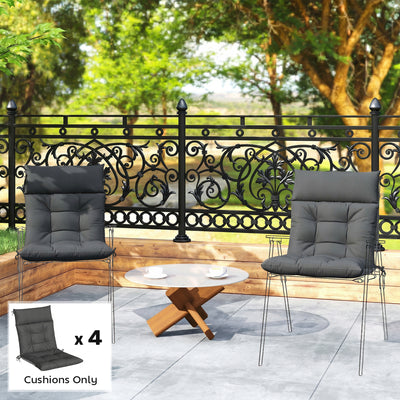 Outsunny Patio Chair Cushions Set of 4, Waterproof Non-Slip Lounge Chair Cushions, 112x53cm, Dark Grey 