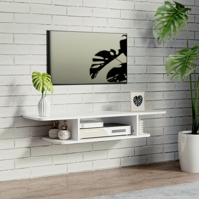 HOMCOM Floating TV Unit Stand for TVs up to 40", Wall Mounted Media Console with Storage Shelf, Entertainment Center, White 