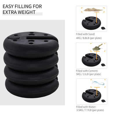 Outsunny Sand Fillable Set of 4 PCs Gazebo Tent Sand  Leg Weights Marquee Party Tent Canopy Accessory 