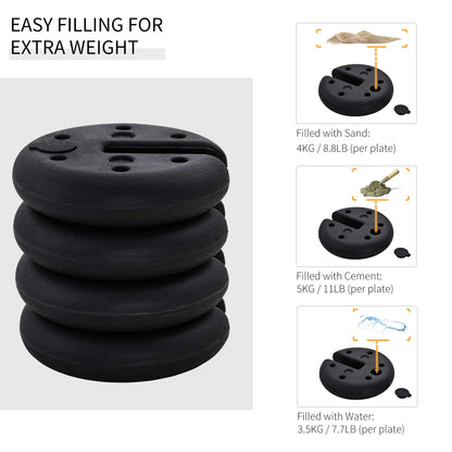 Outsunny Sand Fillable Set of 4 PCs Gazebo Tent Sand  Leg Weights Marquee Party Tent Canopy Accessory 