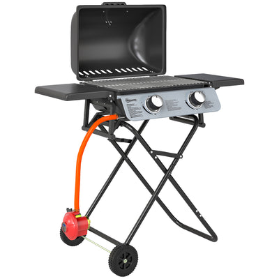 Outsunny Two-Burner Portable Suitcase BBQ - Black 