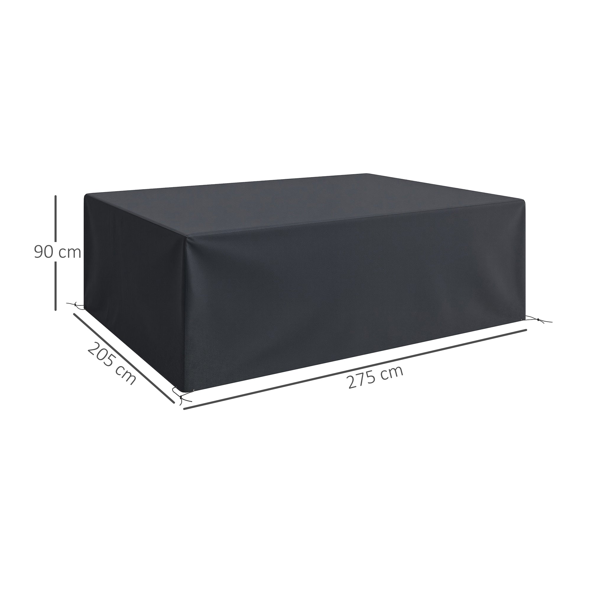 Outsunny 600D Oxford Outdoor Garden Furniture Sofa Set Cover, Waterproof Anti-UV Rattan Sun Lounger Protection Protector Cover, 275L x 205W x 90Hcm, Black 