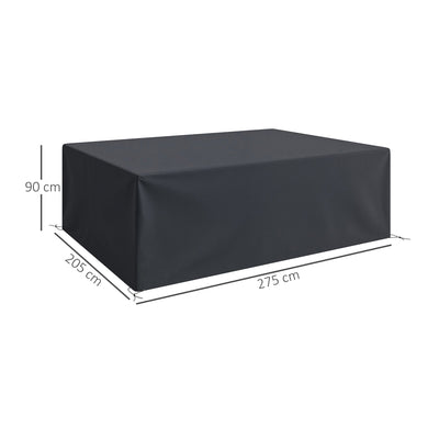 Outsunny 600D Oxford Outdoor Garden Furniture Sofa Set Cover, Waterproof Anti-UV Rattan Sun Lounger Protection Protector Cover, 275L x 205W x 90Hcm, Black 