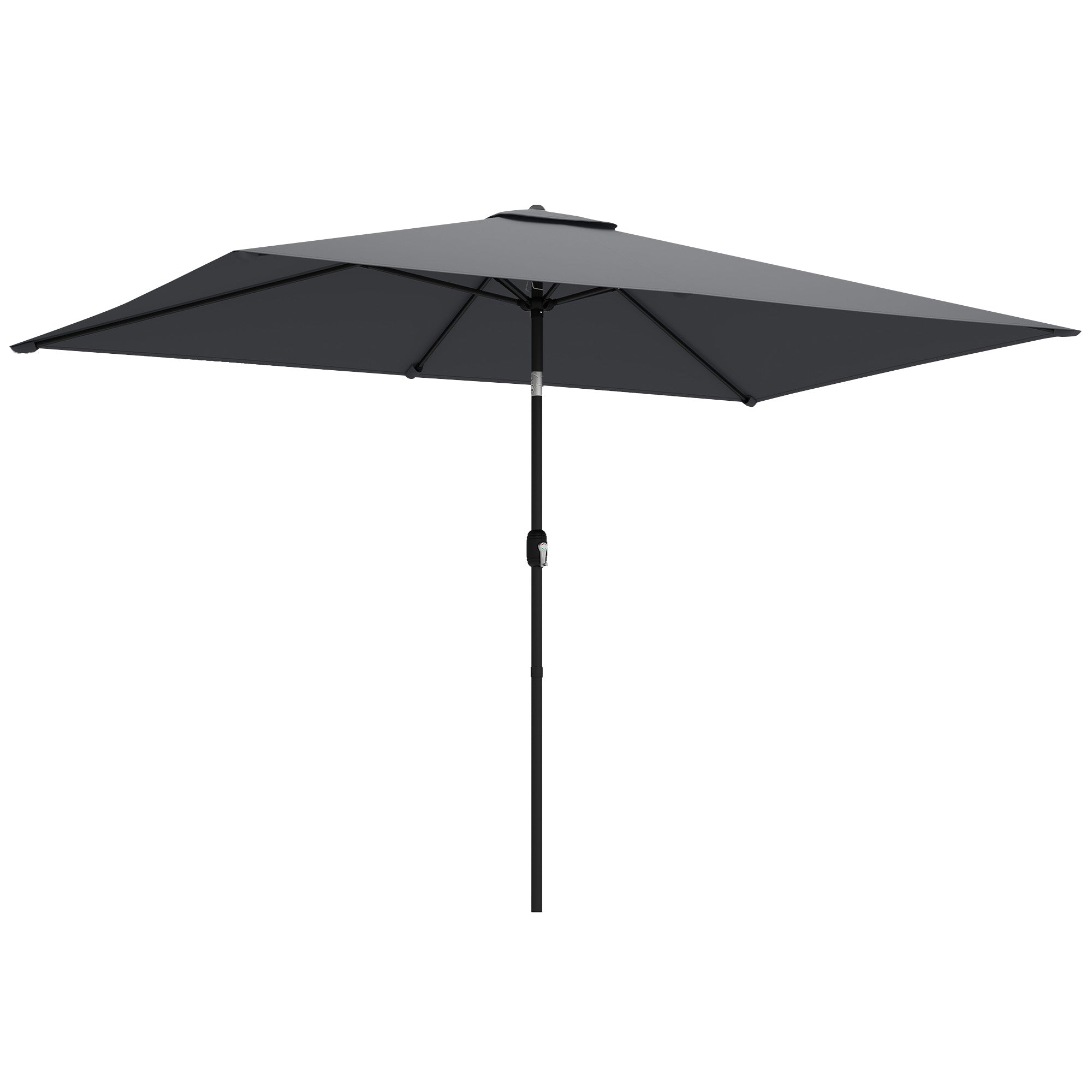Outsunny Garden Parasol, Parasol Umbrella with Crank Handle, Tilt Function, Polyester Canopy, Dark Grey 