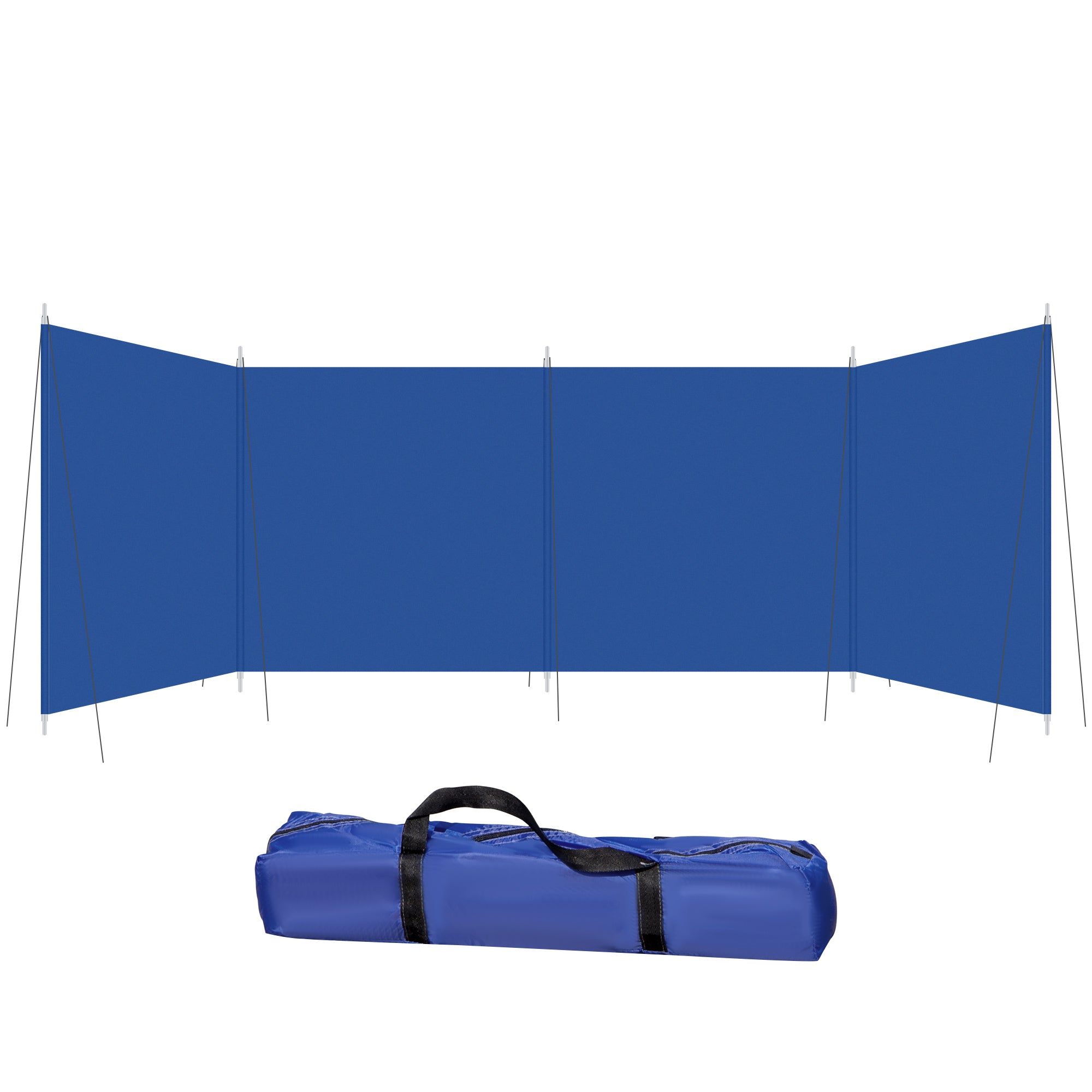 Outsunny Camping Windbreak, Foldable Portable Wind Blocker w/ Carry Bag and Steel Poles, Beach Sun Screen Shelter Privacy Wall, 620cm x 150cm 