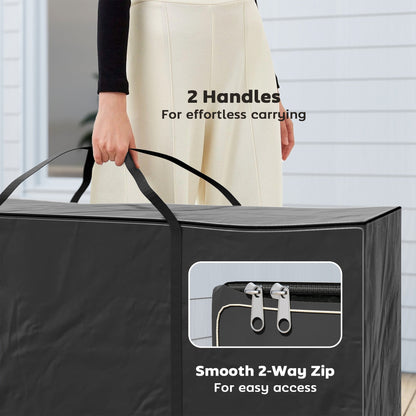 Outsunny 720 L Outdoor Garden Cushion Storage Bag, Heavy Duty 600D Oxford Fabric Waterproof Garden Furniture Cushion Storage Bag with 2-Way Zip for Tent, Christmas Tree, 175 x 55 x 75 cm, Black 