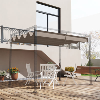 Outsunny Pergola Roof, Retractable Sun Shade Cover for 2.85 x 2m Pergola, UV30+ Protected, Coffee 