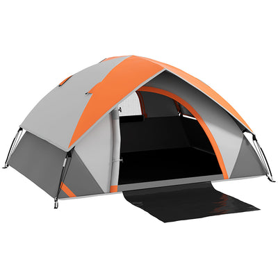 Outsunny Two Man Single Room Dome Tent, with Accessories - Orange/Grey 