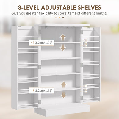 HOMCOM Freestanding Multi-Storage Kitchen Cupboard with Adjustable Shelves White 