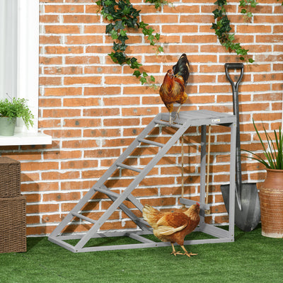 PawHut Wooden Chicken Coop Toy with Swing, Ladder, Platform, Grey 