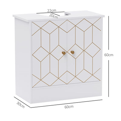 HOMCOM Under Sink Bathroom Cabinet, Under Sink Cabinet with Adjustable Shelf and Open Compartment for Basin with or without Pedestal, 60 x 30 x 60cm, White 