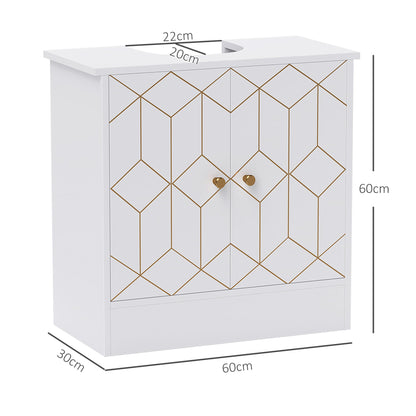 HOMCOM Under Sink Bathroom Cabinet, Under Sink Cabinet with Adjustable Shelf and Open Compartment for Basin with or without Pedestal, 60 x 30 x 60cm, White 