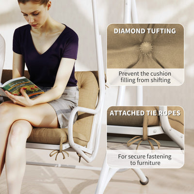 Outsunny Three-Seater Bench Cushion - Khaki 