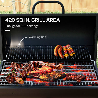 Outsunny Steel Charcoal BBQ, with Ash Catcher and Warming Rack 