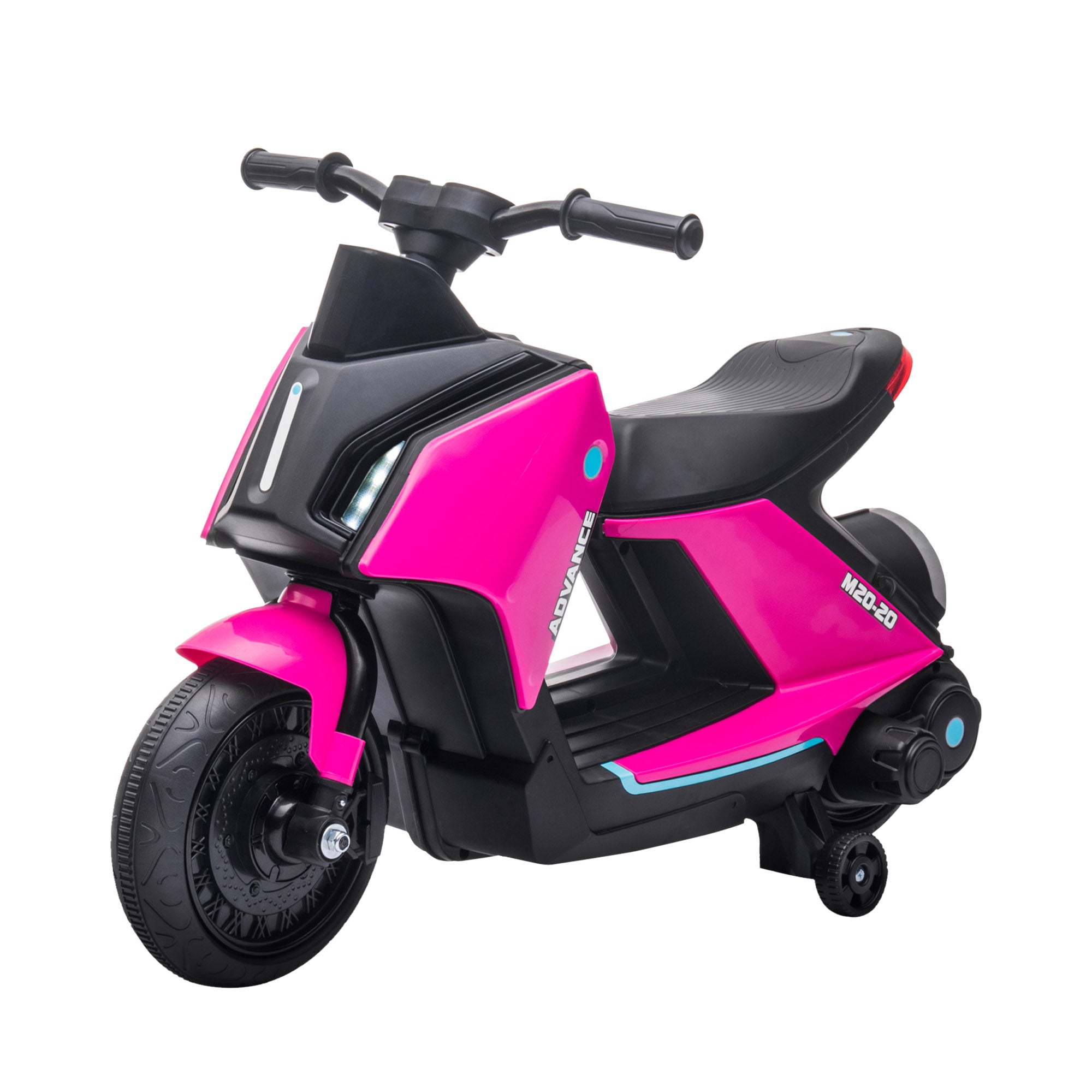 HOMCOM 6V Kids Electric Motorbike Ride On Toy w/ Music Headlights Safety Training Wheels for Girls Boy 2-4 Years Pink 
