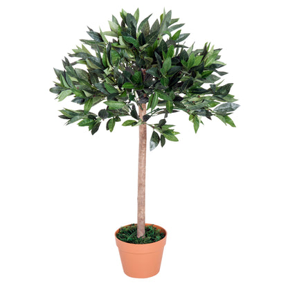 Outsunny 3ft Artificial Olive Tree Indoor Plant Greenery for Home Office Potted in An Orange Pot 