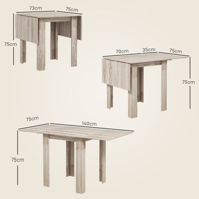 HOMCOM Four-Seater Drop Leaf Dining Table - Wood Effect 