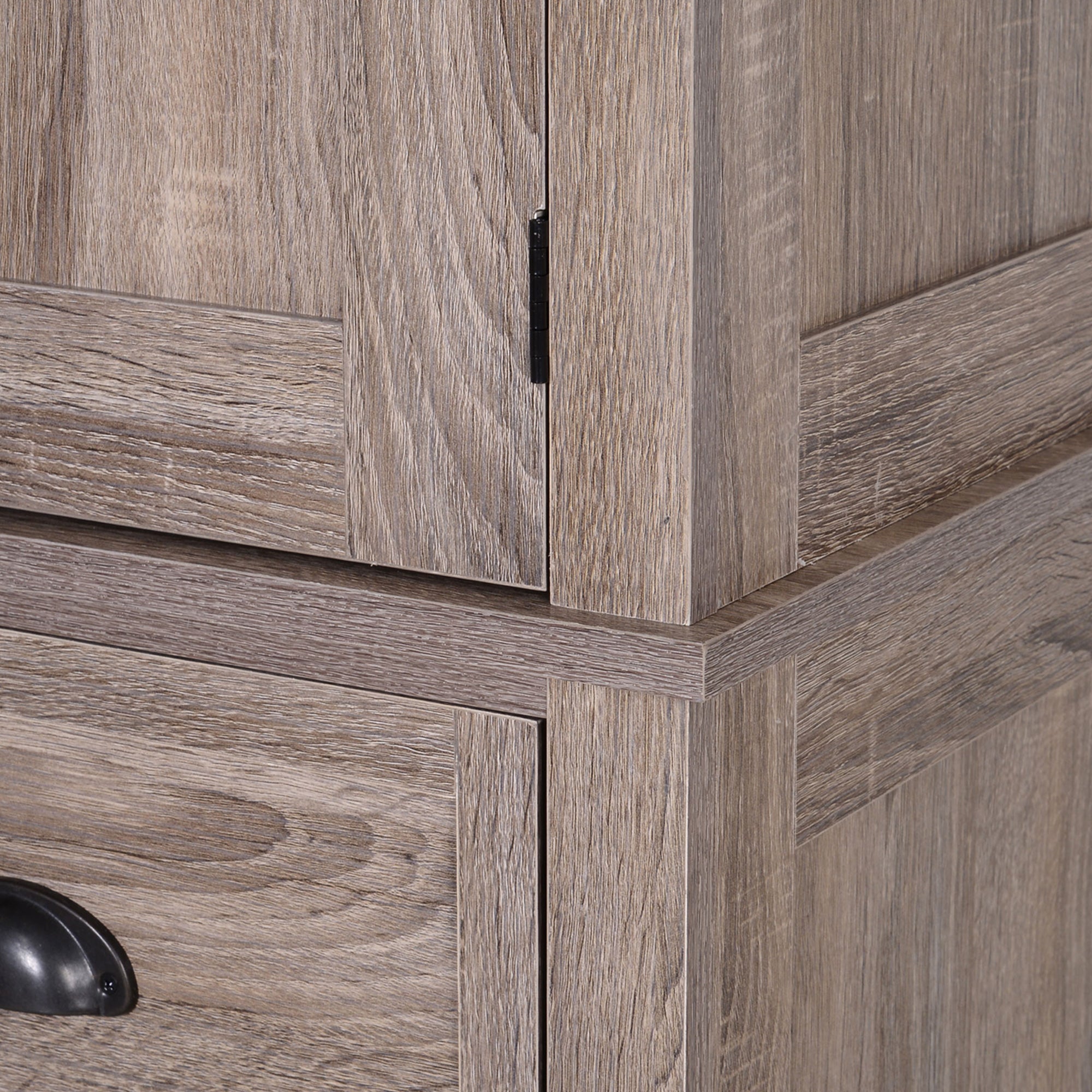 HOMCOM Freestanding Kitchen Cupboard, 184cm Tall Storage Cabinet with Doors and Shelves, Traditional Colonial 4-Door Kitchen Pantry Cupboard with Drawer, Dark Wood Grain 