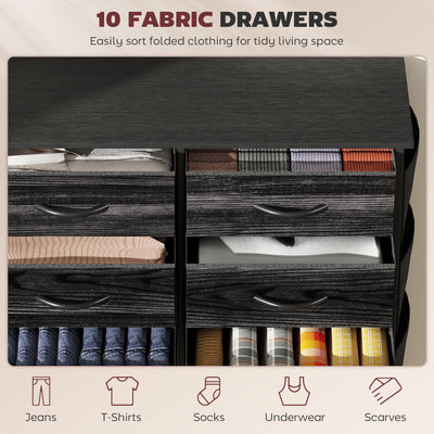 HOMCOM Chest of Ten Fabric Drawers - Black 