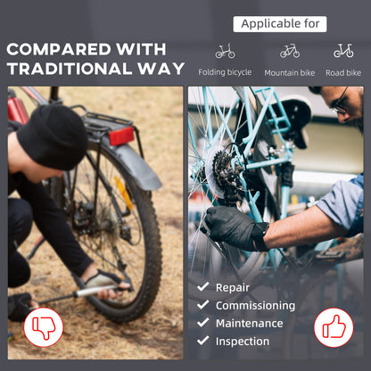 HOMCOM Bike Repair Stand Workstation, Bicycle Maintenance Workstand, Height Adjustable, with Tool Tray & 360° Rotating Adjustable Clamp for Home Mechanic Workshop 