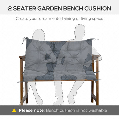 Outsunny 2 Seater Bench Cushion, Garden Chair Cushion with Back and Ties for Indoor and Outdoor Use, 98 x 100 cm, Dark Grey 