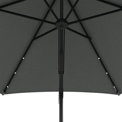 Outsunny 3m LED Parasol Umbrella, with Base and Cover - Grey 