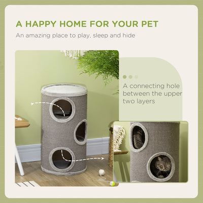 PawHut Cat Climbing Frame, Covered with Sisal, Cosy Platform - Light Grey 