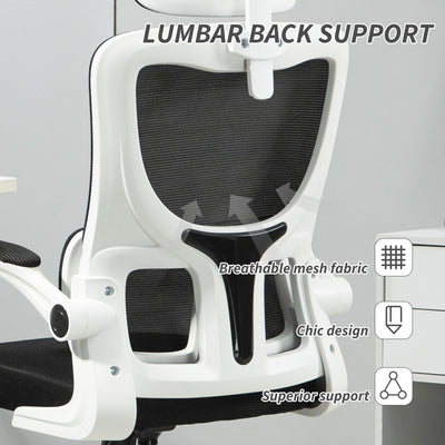 Vinsetto Ergonomic Office Chair, High Back Mesh Computer Desk Chair with Adjustable Headrest and Lumbar Support, Rotatable Armrests, Tilt Function for Home Office, Black 