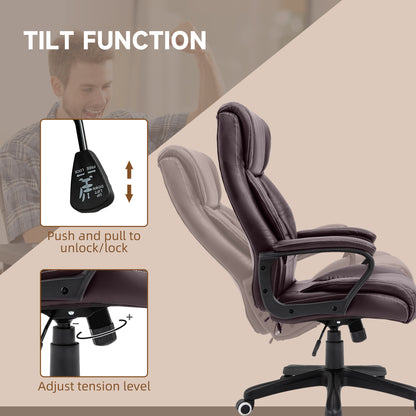 Vinsetto High Back Executive Office Chair 6- Point Vibration Massage Extra Padded Swivel Ergonomic Tilt Desk Seat, Brown 