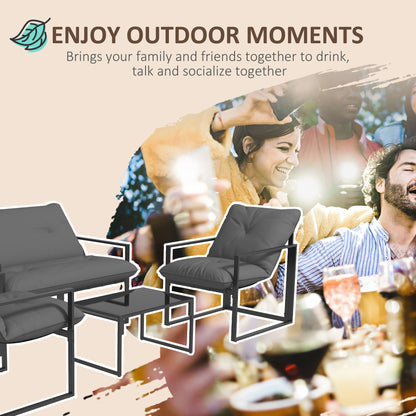 Outsunny Four-Piece Relaxed Back Garden Dining Set - Black/Grey 