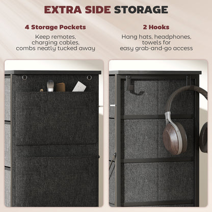 HOMCOM Chest of Ten Fabric Drawers - Charcoal Grey