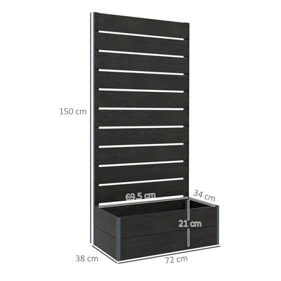Outsunny 34 x 69.5cm Garden Planter Box, with Back Trellis, Black 