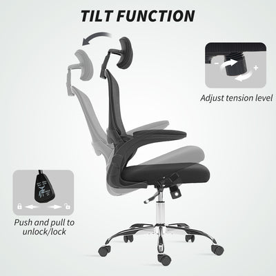 HOMCOM Mesh Back Office Chair, with Lumbar Support - Black