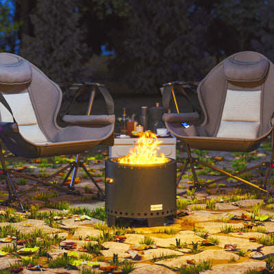 Outsunny Smokeless Steel Fire Pit, with Poker - Grey 