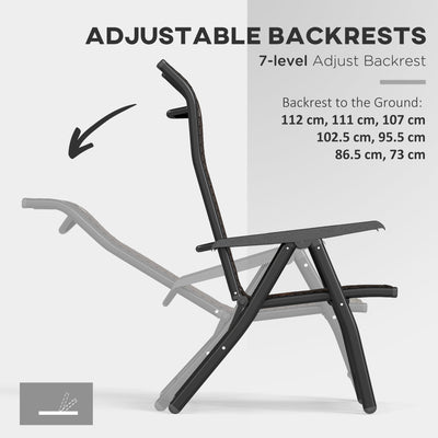 Outsunny Set of Four Folding Garden Chairs, with Seven-Position Adjustable Backs, Dark Brown 