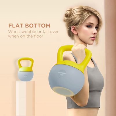 SPORTNOW Soft Kettlebell, 6kg Kettle Bell with Non-Slip Handle for Home Gym Weight Lifting and Strength Training, Yellow and Grey 