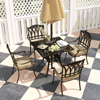 Outsunny Five-Piece Cast Aluminium Garden Dining Set - Bronze Tone 