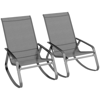 Outsunny Set of Two Rocking Garden Chairs - Grey 