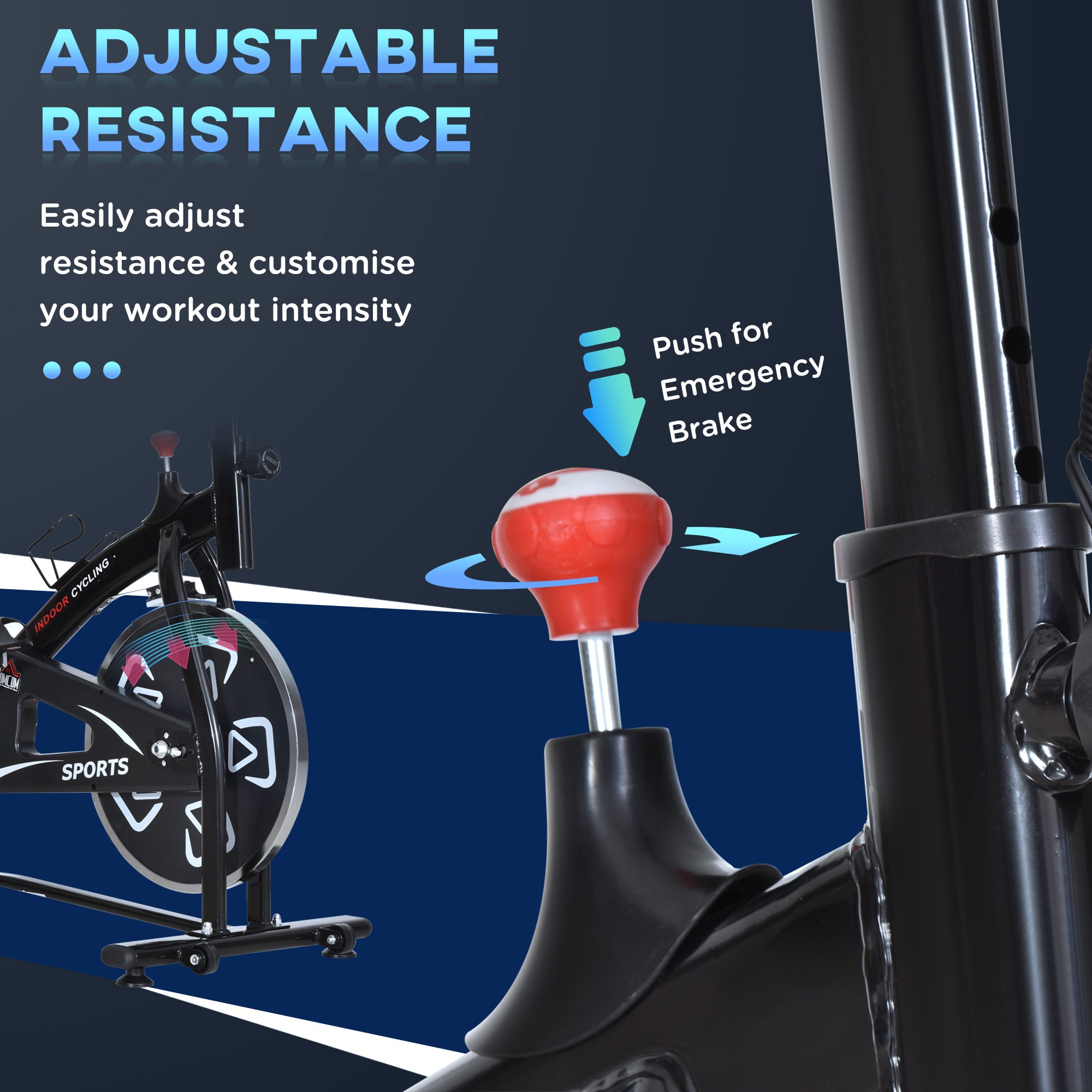 HOMCOM Indoor Stationary Exercise Bike 6kg Flywheel Fitness Cardio Workout Bke Trainer for Home Gym w/ Adjustable Resistance LCD Monitor Pad and Bottle Holder Black 