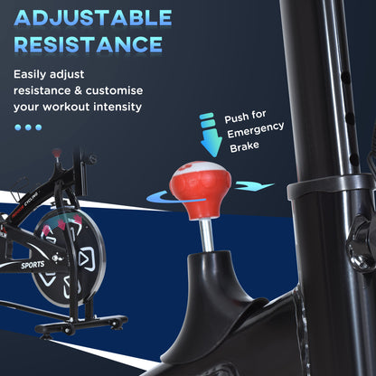 HOMCOM Indoor Stationary Exercise Bike 6kg Flywheel Fitness Cardio Workout Bke Trainer for Home Gym w/ Adjustable Resistance LCD Monitor Pad and Bottle Holder Black 