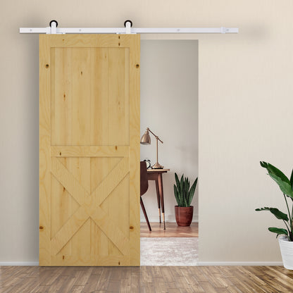 HOMCOM 6FT Rustic Interior Sliding Barn Door Mounting Hardware Kit - White 