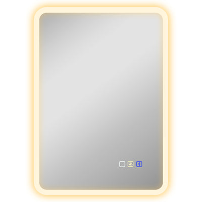 HOMCOM 50 x 70 cm Backlit Illuminated Bathroom Mirror with LED Lights and Bluetooth - Silver Tone 