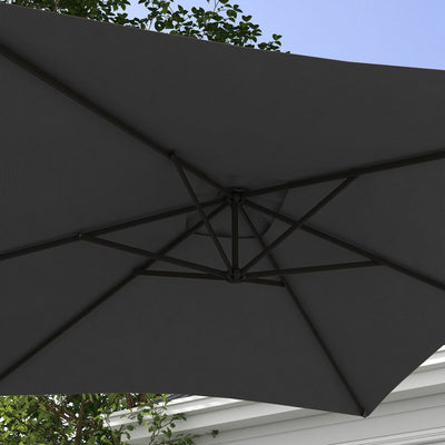 Outsunny 3(m) Cantilever Overhanging Parasol, with Cross Base - Grey 