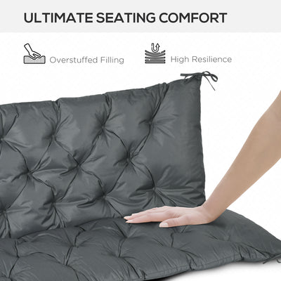 Outsunny 3 Seater Bench Cushion, Garden Chair Cushion with Back and Ties for Indoor and Outdoor Use, 98 x 150 cm, Dark Grey 