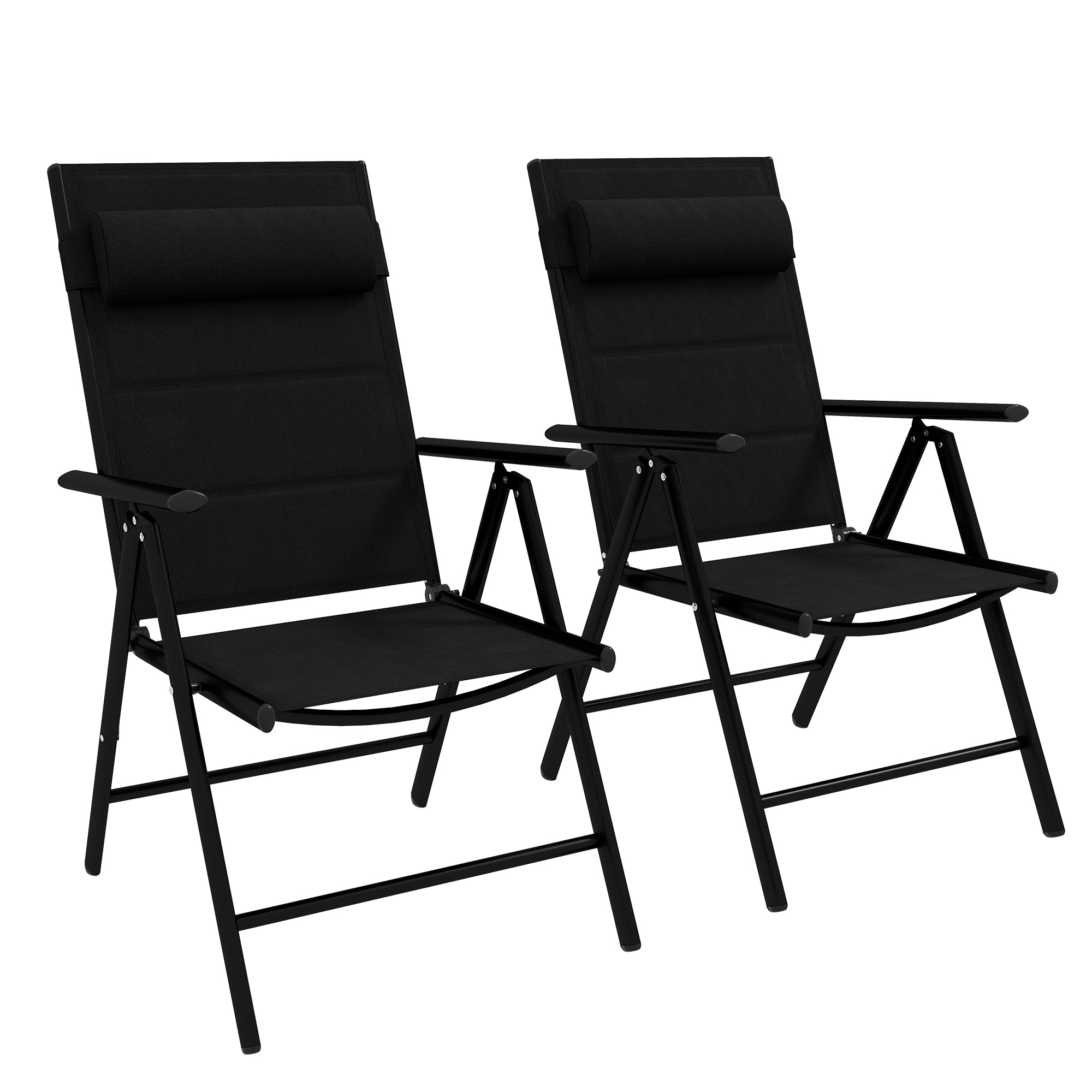 Outsunny Set of Two Padded Garden Chairs - Black 