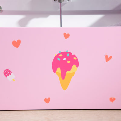 ZONEKIZ 2-in-1 Kids Storage Bench, Toy Box w/ Safety Rod - Pink 