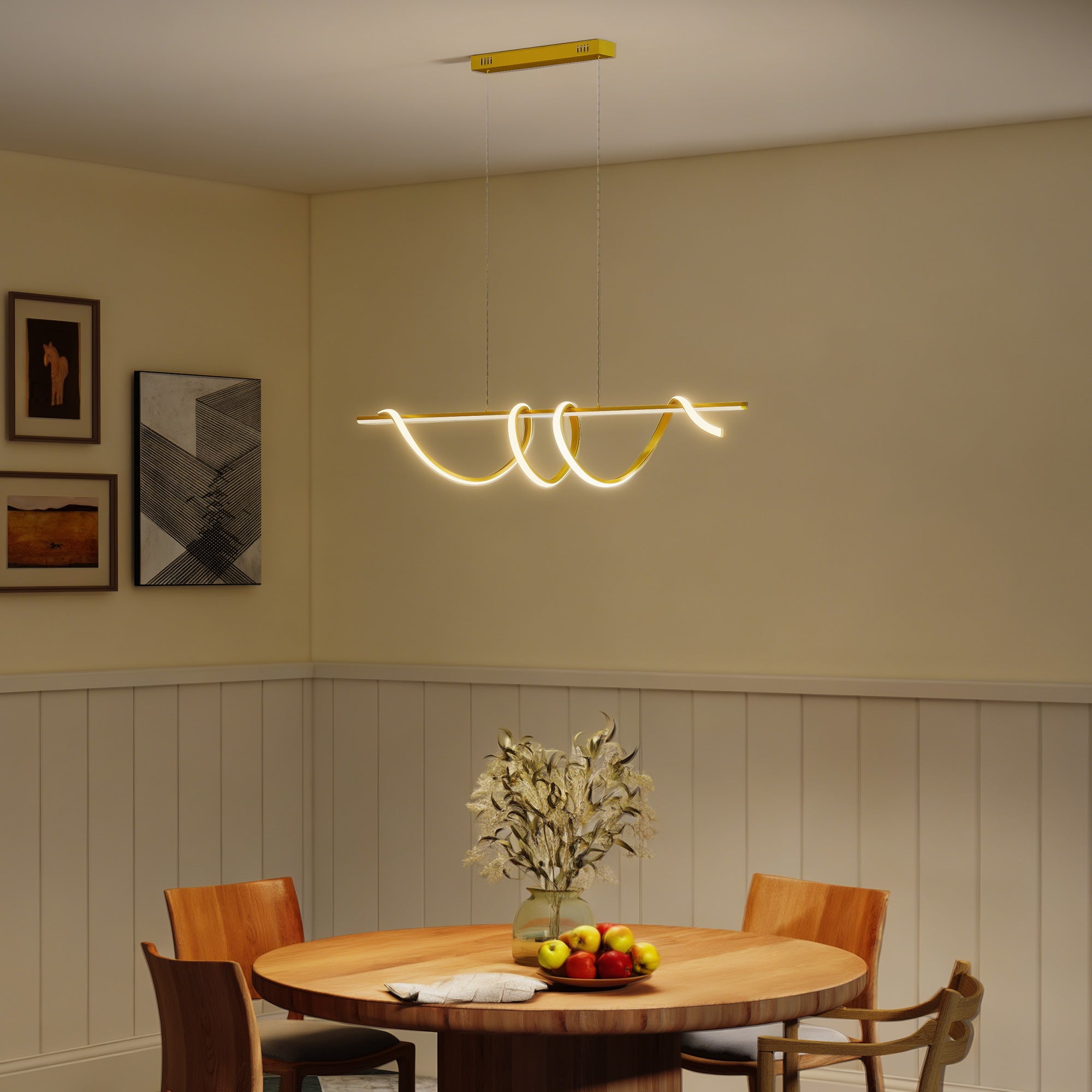 HOMCOM Pendant Light with 3 Colour Temperatures - Gold Tone 